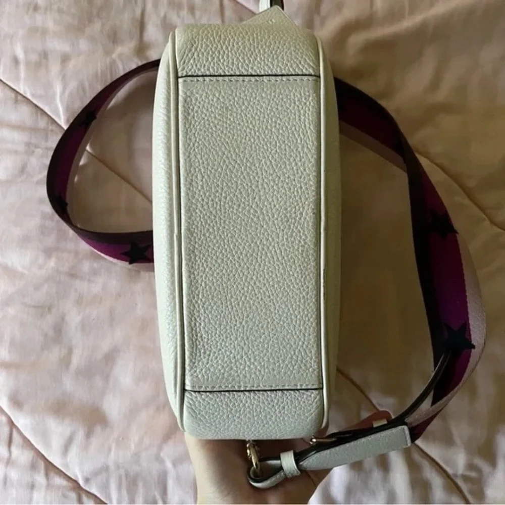 Coach Jes Crossbody Bag Chalk F75818 Pink Strap With Stars